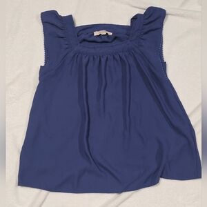 LOFT Blue Ruffle Sleeve Blouse